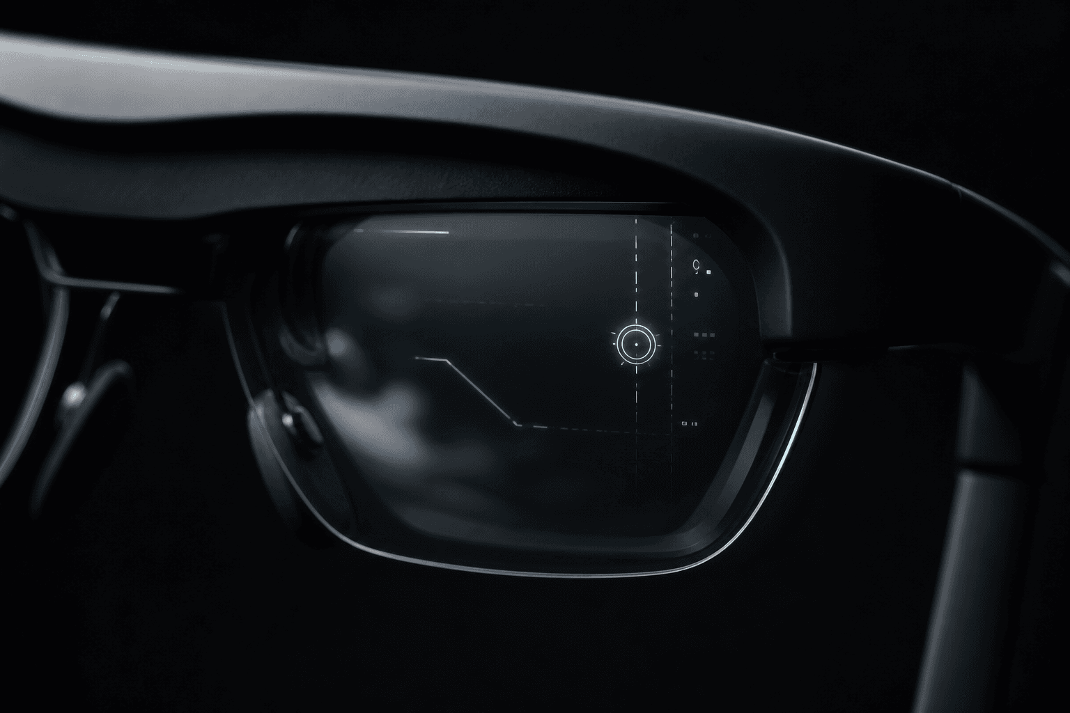 Lens with an augmented-reality overlay reflected in the waveguide